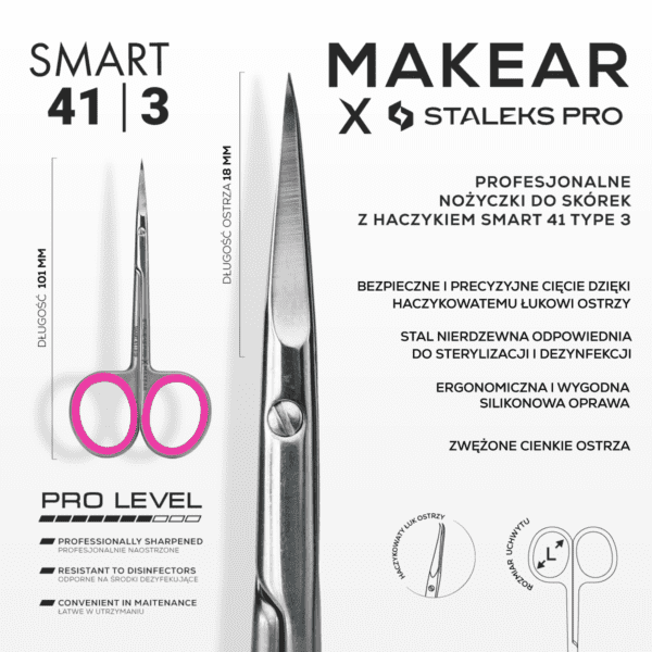 Škare za zanoktice Staleks Smart 41, zakrivljene - MakeAR