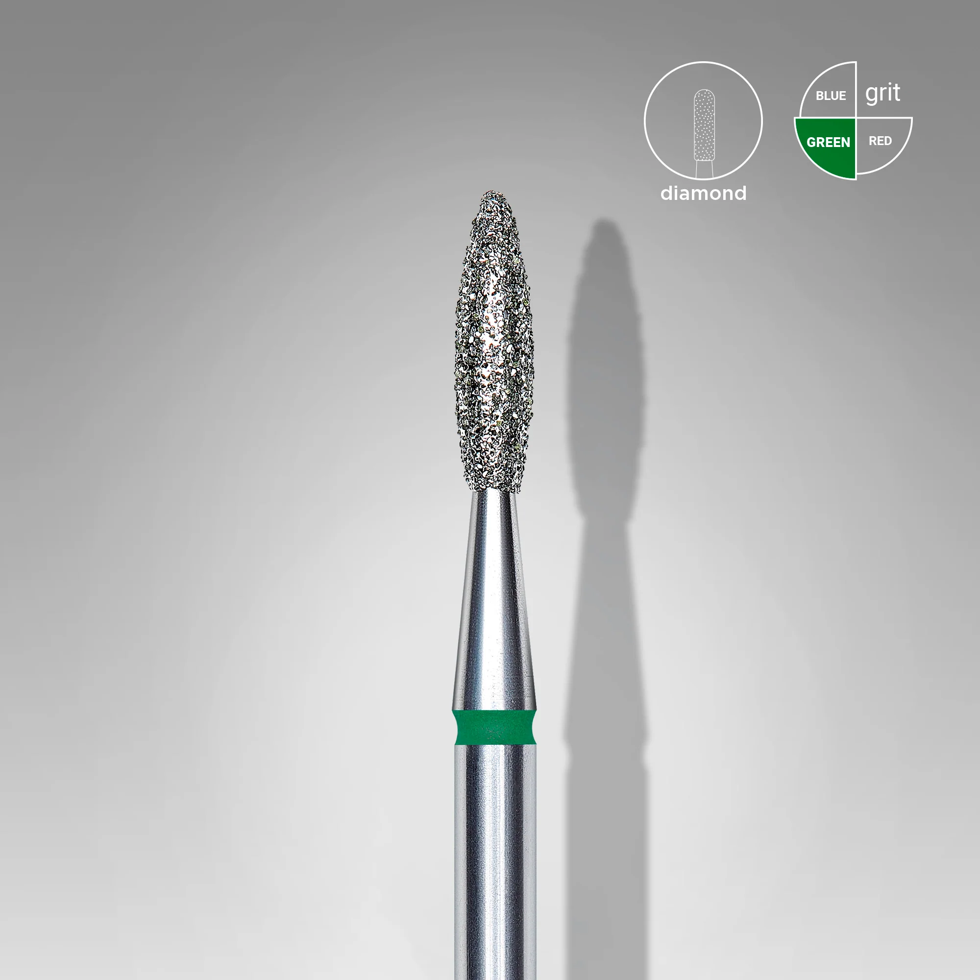 FA10G021/8 Dijamantni nastavak za brusilicu plamen 2,1mm/8mm-zelena, Staleks