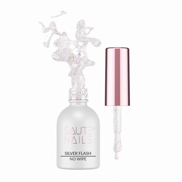 Top Silver Flash No Wipe, 8ml - Saute Nails